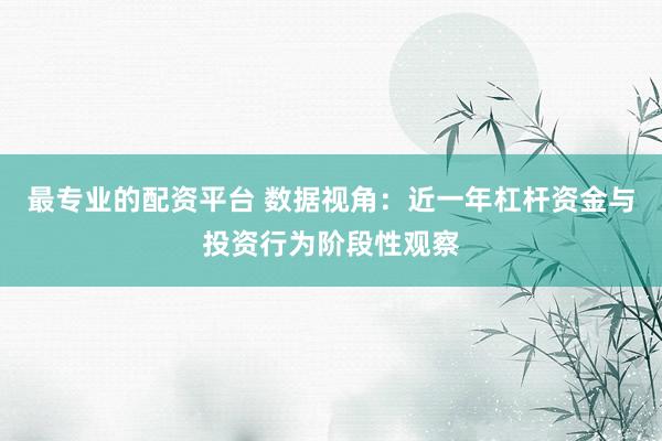 最专业的配资平台 数据视角：近一年杠杆资金与投资行为阶段性观察